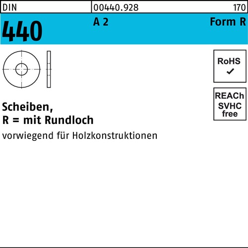Scheibe DIN 440 R 17,5x 56x 5 A 2 50 Stück