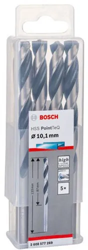 Bosch Metallspiralbohrer PointTeQ DIN388 Arbeits-L.87mm D.10,1mm Typ N 5St.