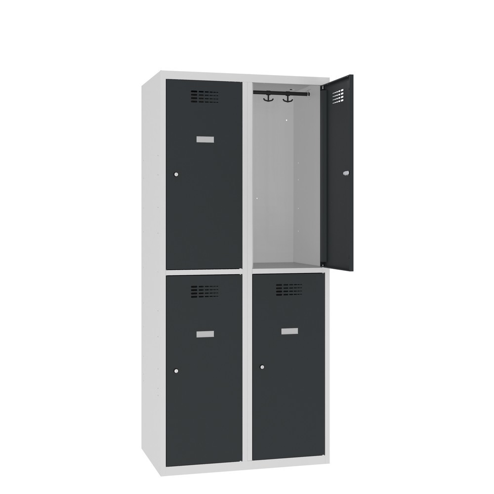 Steinbock® Kleiderspind, bodenstehend, 2-stöckig, 4 Fächer, Zylinderschloss