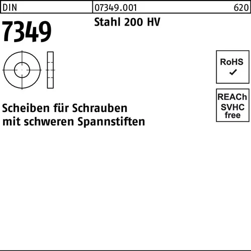 Scheibe DIN 7349 10,5x25x 4 Stahl 200HV 500 Stück