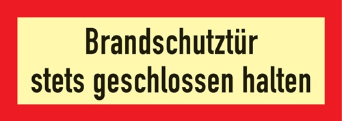 Brandschutzzeichen DIN 4066 L297xB105mm Brandschutztür stets geschl.halten Folie