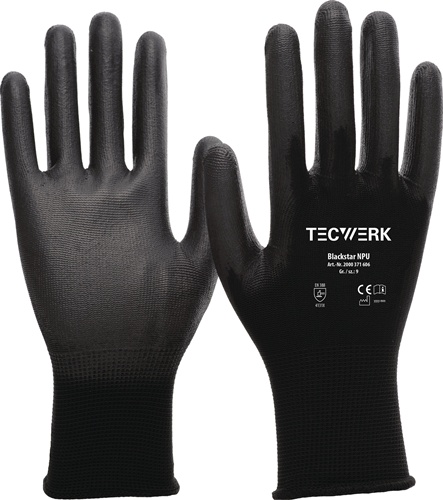 TECWERK Handschuhe Blackstar NPU Gr.6 (S) schwarz EN 388 PSA II