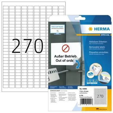 HERMA Haftetikett 10000 17,8x10mm ablösbar ws 6.750 St.