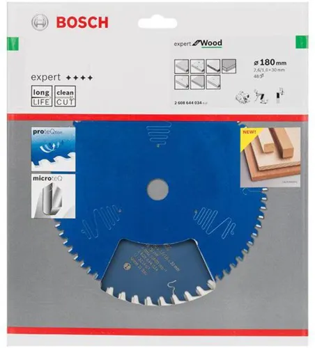 Bosch Kreissägeblatt Expert for Wood D.180mm Bohrung 30mm 48Zähne WZ