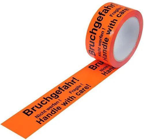 Warnklebeband Breite 50mm Länge 66m S.52µ PP Bruchgefahr! Nicht werfen! TRANSPAK