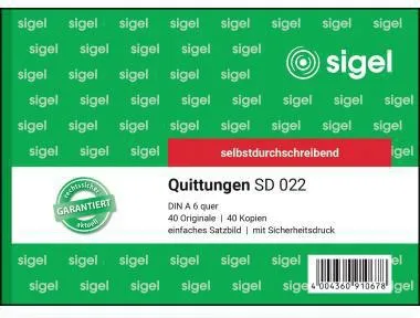 SIGEL Quittung SD022 DIN A6 quer selbstdurchschreibend 2x40Blatt