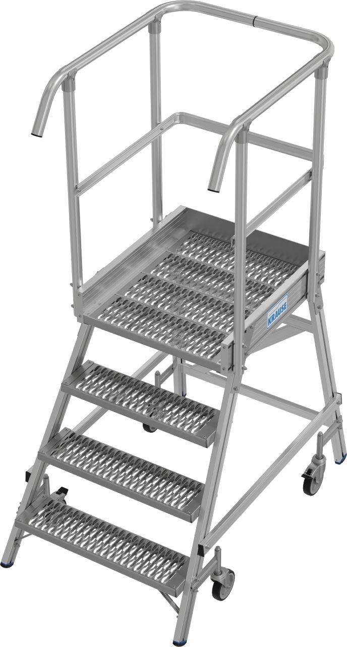 Krause STABILO Podestleiter fahrbar einseitig begehbar Profilrost R13 Stufen 1x4 Stufen 