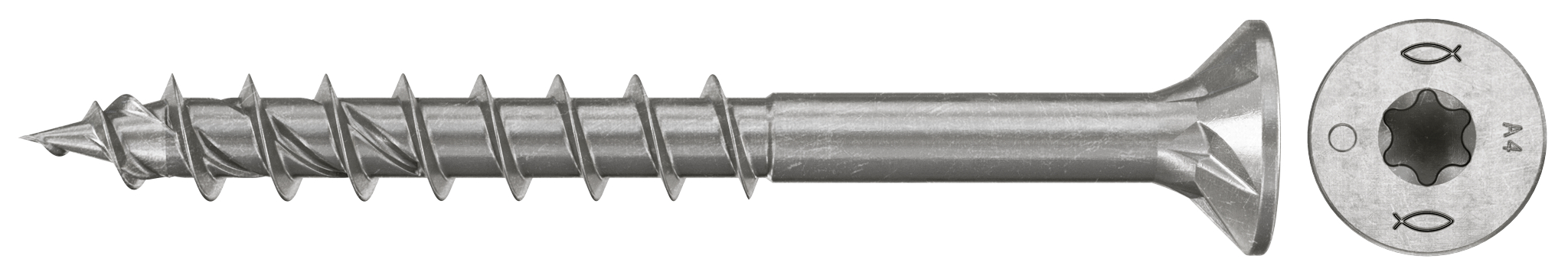 fischer Spanplattenschraube PowerFast FPF II CTP 5,0 x 60 A4 100, Senkkopf, Innenstern TX, Teilgewinde, Edelstahl A4