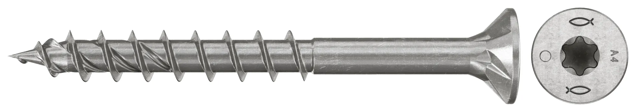 fischer Spanplattenschraube PowerFast FPF II CTP 5,0 x 60 A4 100, Senkkopf, Innenstern TX, Teilgewinde, Edelstahl A4