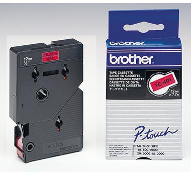 Brother Schriftbandkassette TC401 12mmx7,7m laminiert sw auf rt
