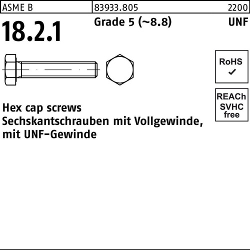 Sechskantschraube R 83933 UNF-Gewinde VG 5/16x 1 Grade 5 (~8.8) 100 Stück