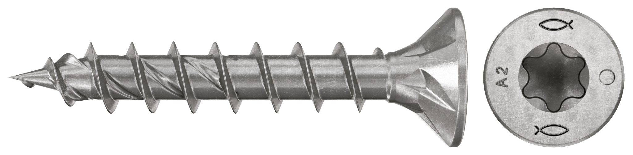 fischer Spanplattenschraube PowerFast FPF II CTF 4,0 x 30 A2 200, Senkkopf, Innenstern TX, Vollgewinde, Edelstahl A2