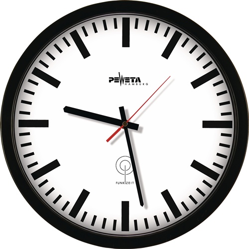 Funkuhr Funkuhr Ku.schwarz D.350mm 1,5V Balkenziffern PEWETA