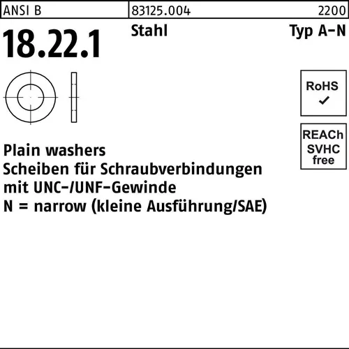 Unterlegscheibe ANSI B18.22.1 Typ N 9/16x 1,156 Stahl 200 Stück
