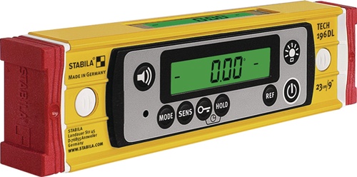 Elektronikwasserwaage TECH 196 DL 23cm Alu.gelb ± 0,5 mm/m ± 0,5 mm/m STABILA