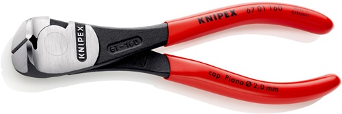 Kraftvornschneider Gesamt-L.160mm Kopf pol.Ku.-Überzug KNIPEX