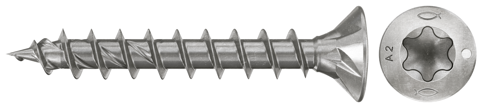 fischer Spanplattenschraube PowerFast FPF II CTF 3,5 x 25 A2 200, Senkkopf, Innenstern TX, Vollgewinde, Edelstahl A2