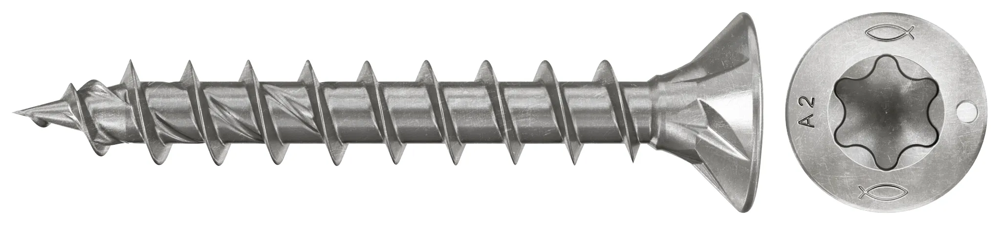 fischer Spanplattenschraube PowerFast FPF II CTF 3,5 x 25 A2 200, Senkkopf, Innenstern TX, Vollgewinde, Edelstahl A2