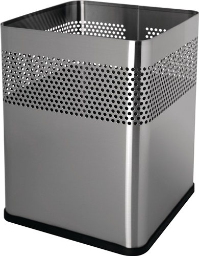 Papierkorb 18l H325xB240xT240mm quad.VA silber HELIT