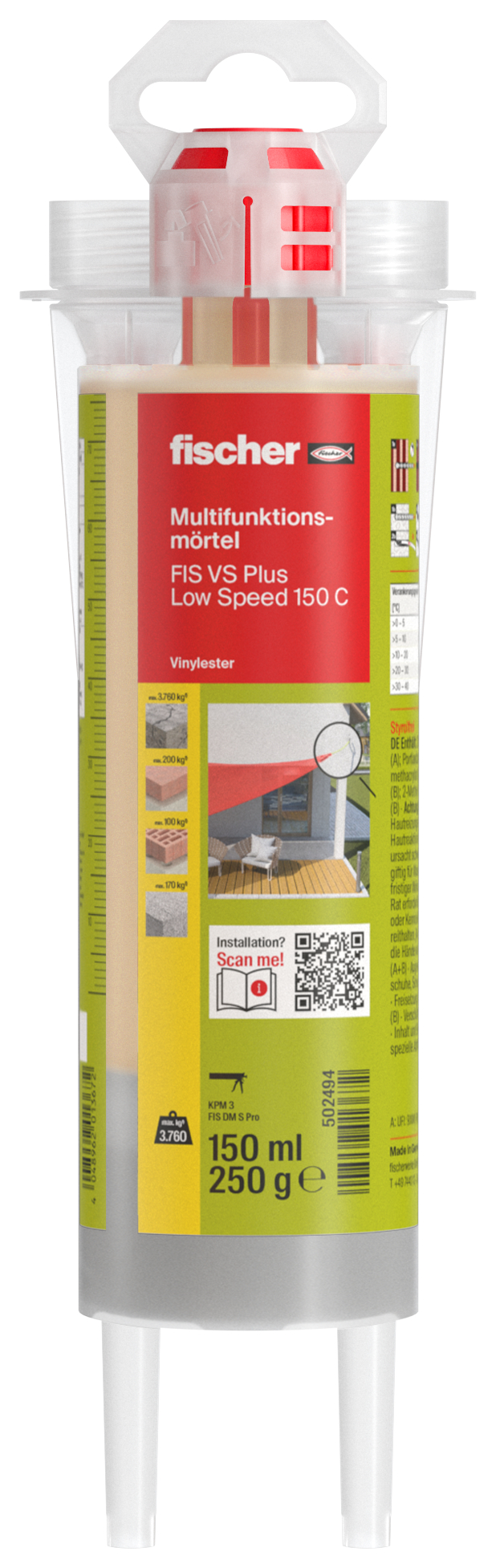 fischer Multifunktionsmörtel FIS VS Plus Low Speed 150 C