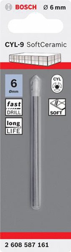 Bosch Fliesenbohrer CYL-9 Ceramic DxL 6x80mm weiß Werkstoff HM 