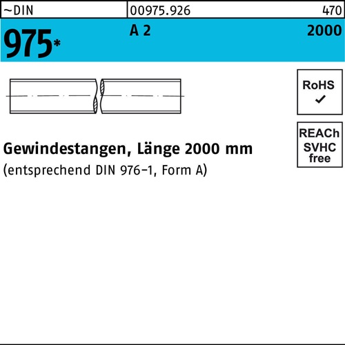 Gewindestange DIN 975 M8x 2000mm A 2 1 Stück