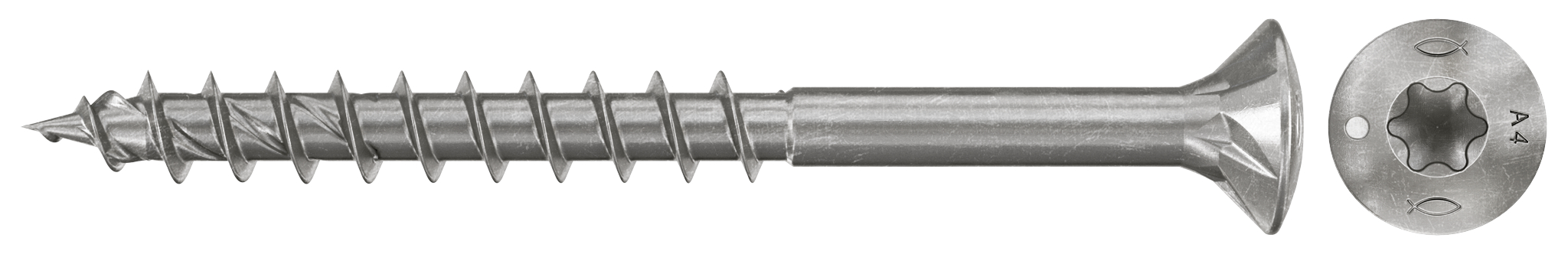 fischer Spanplattenschraube PowerFast FPF II RTP 4,5 x 60 A4 100, Linsenkopf, Innenstern TX, Teilgewinde, Edelstahl A4