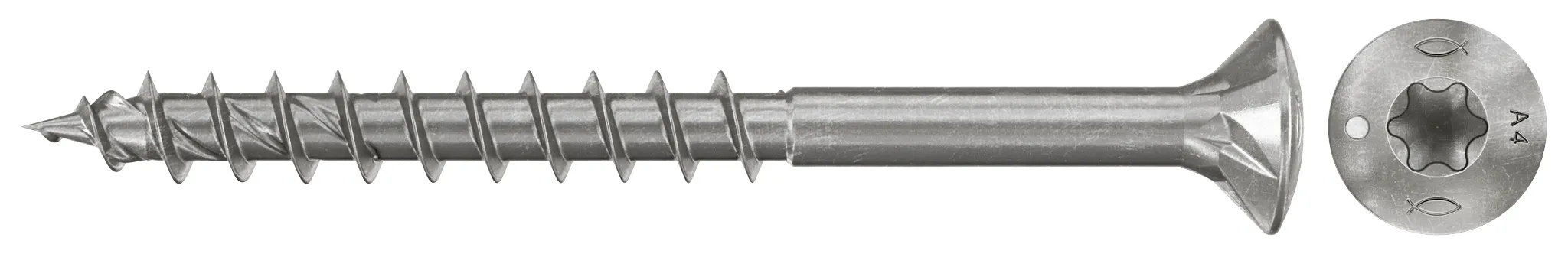 fischer Spanplattenschraube PowerFast FPF II RTP 4,5 x 60 A4 100, Linsenkopf, Innenstern TX, Teilgewinde, Edelstahl A4