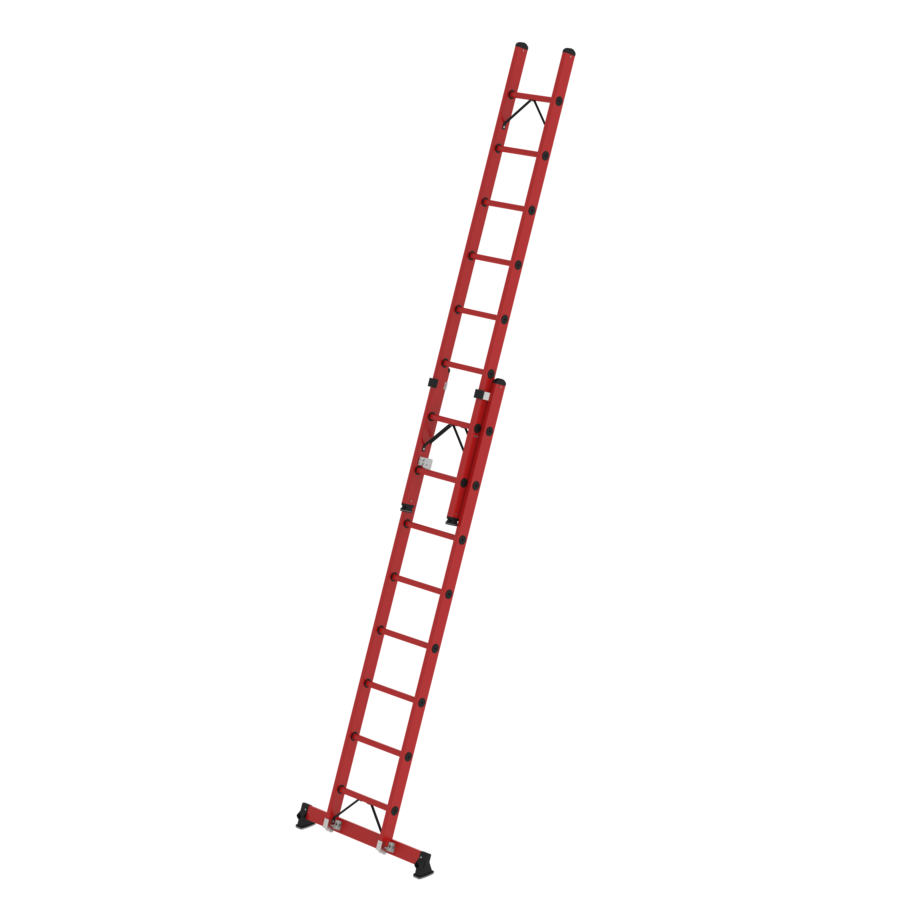 MUNK Sprossen-Schiebeleiter zweiteilig GFK mit nivello® Traverse