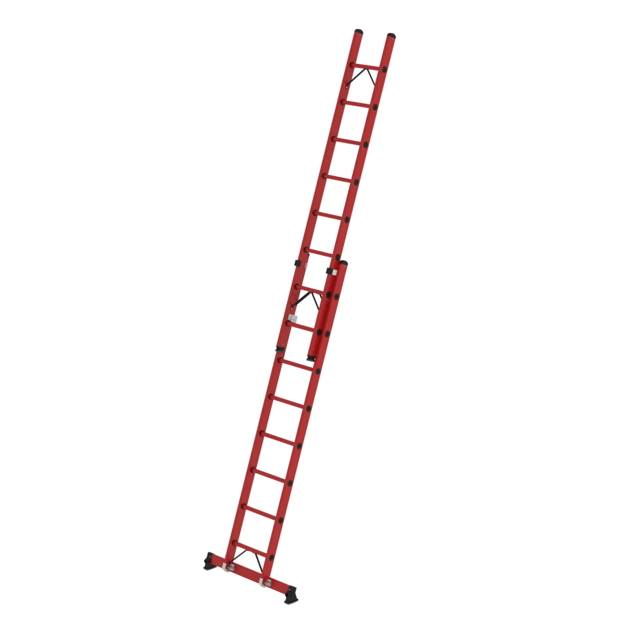 MUNK Sprossen-Schiebeleiter zweiteilig GFK mit nivello® Traverse