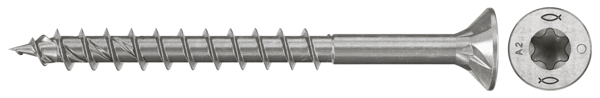 fischer Spanplattenschraube PowerFast FPF II CTP 4,0 x 50 A2 200, Senkkopf, Innenstern TX, Teilgewinde, Edelstahl A2