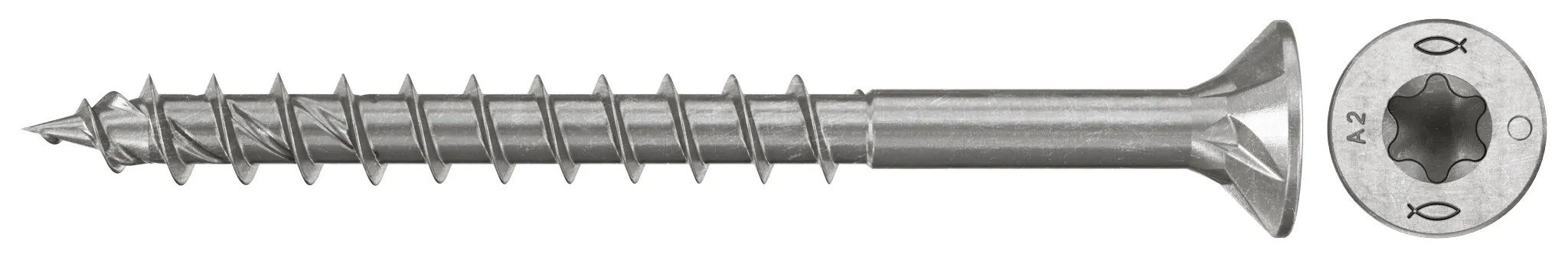 fischer Spanplattenschraube PowerFast FPF II CTP 4,0 x 50 A2 200, Senkkopf, Innenstern TX, Teilgewinde, Edelstahl A2
