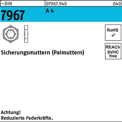 Sicherungsmutter DIN 7967 M10 A 4 100 Stück