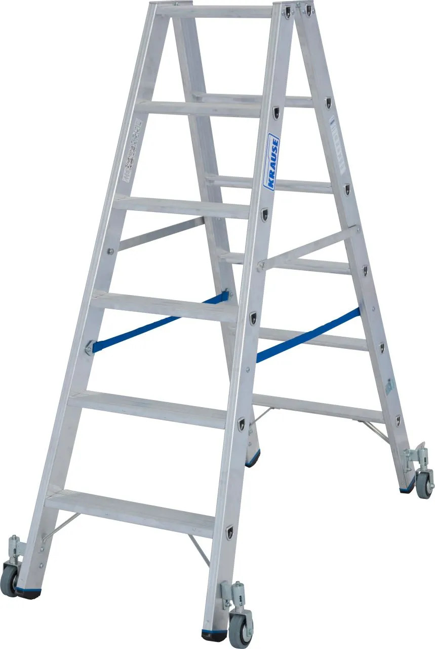 Krause STABILO Stufen-DoppelLeiter fahrbar 2x6 Stufen