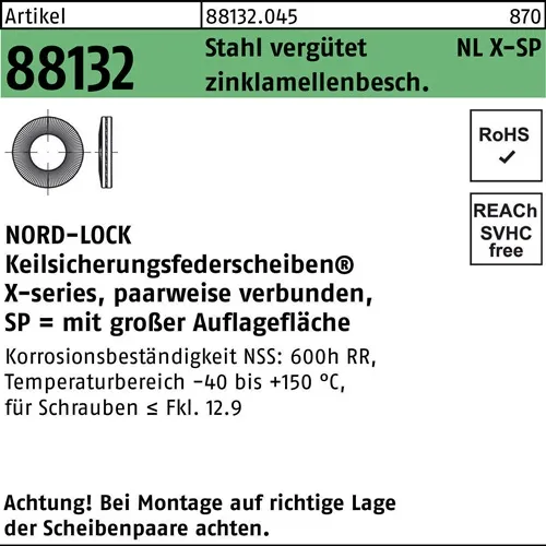 Unterlegscheibe R 88132 NLX 6 SP Sta vergütet zinklamellenb. 200St. NORD-LOCK