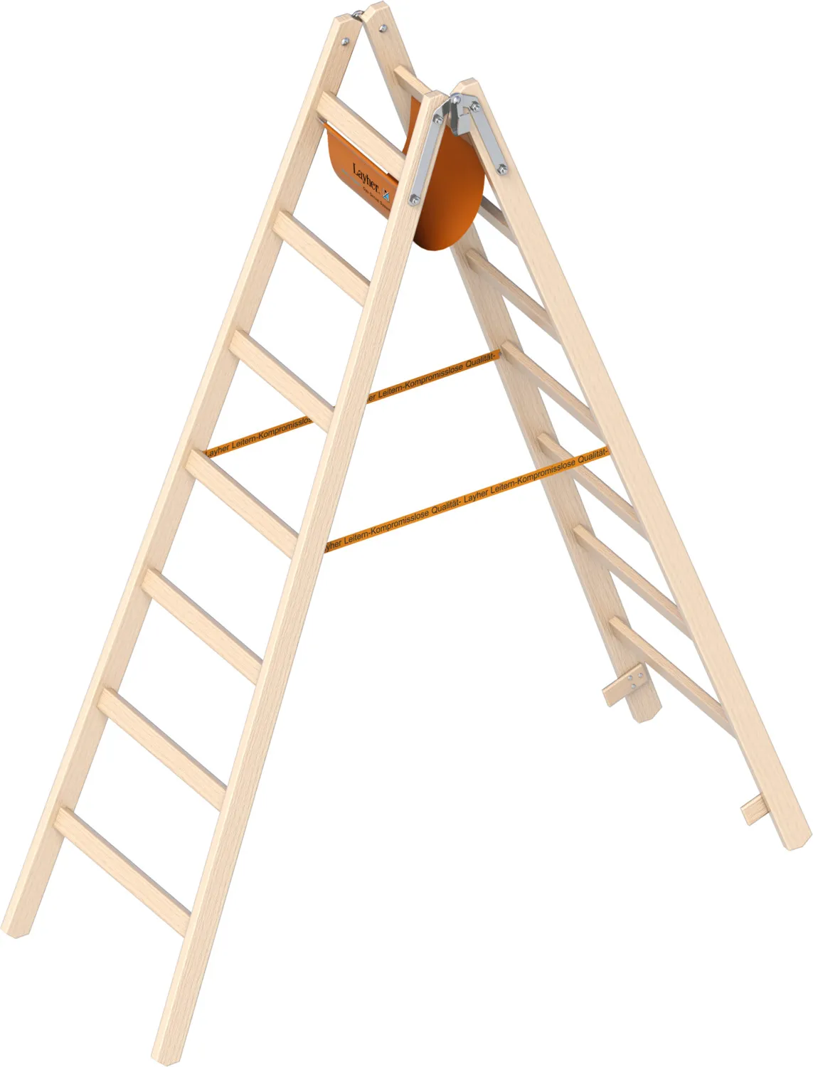 Layher Holzstehleiter 1053 nach Ö-Norm Z1501 2x7 Sprossen