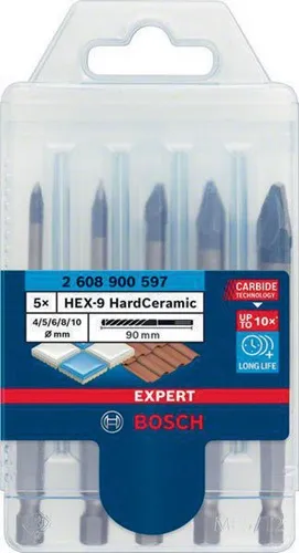 Bosch Keramikbohrersatz EXPERT HEX-9 HardCeramic 5tlg. D.4/5/6/8/10mm L.90mm
