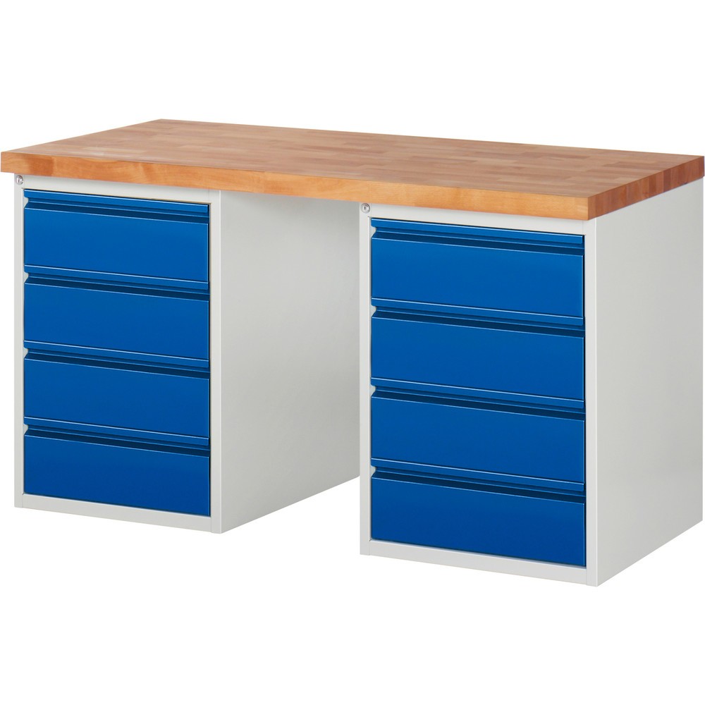 Steinbock® Werkbank, mit 2x 4 Schubladen, HxBxT 840 x 1.500 x 700 mm
