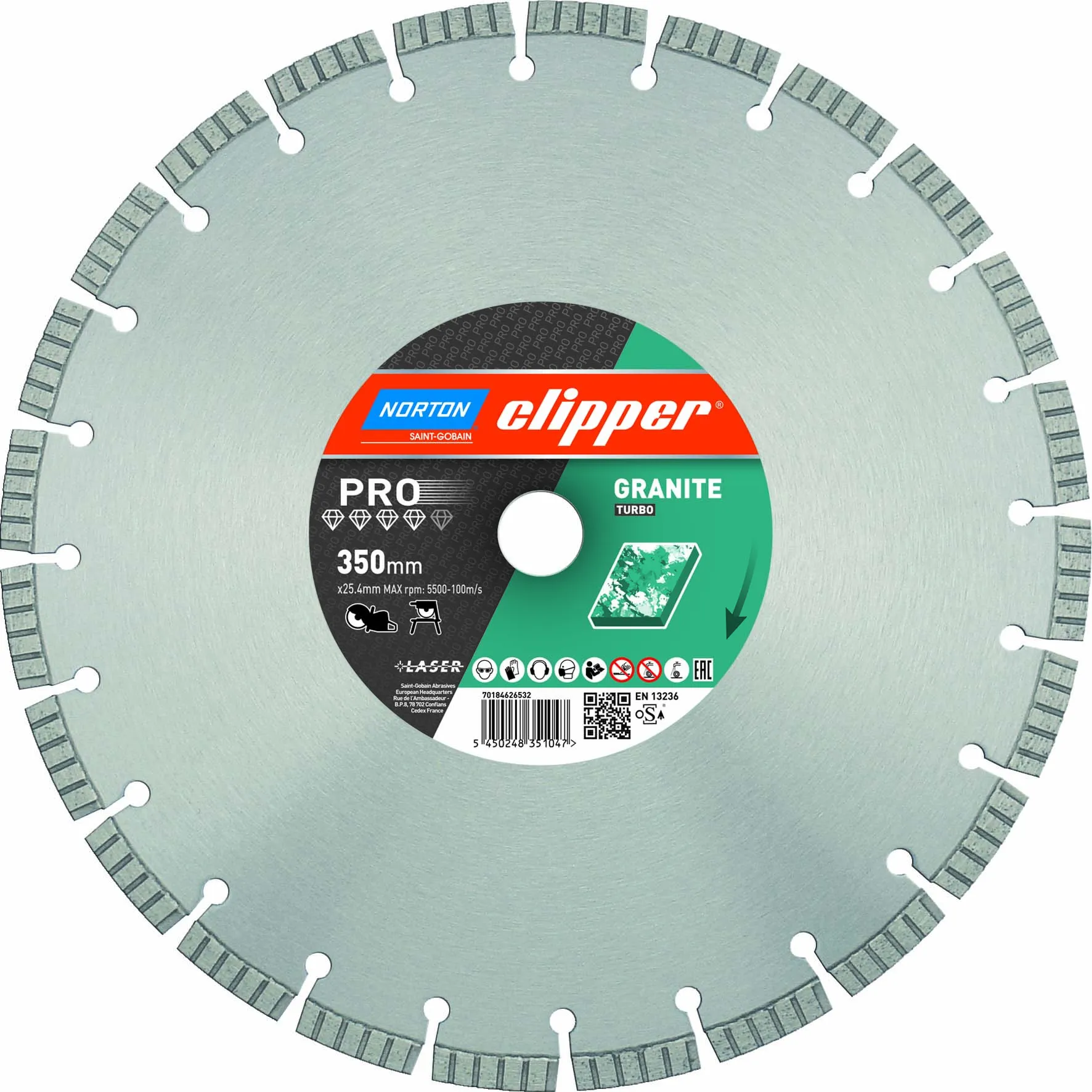 Norton Clipper Diamanttrennscheibe Pro Granite Turbo - 400  x  25,4 mm