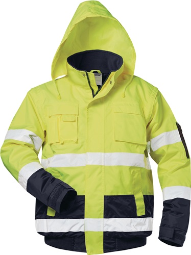 Warnschutz-Pilotjacke HASSO fluoreszierend gelb/marine SAFESTYLE