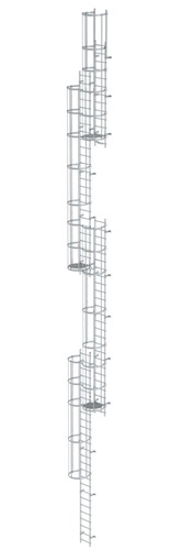 MUNK Mehrzügige Steigleiter mit Rückenschutz (Notleiter) Aluminium blank 19,96m