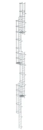 MUNK Mehrzügige Steigleiter mit Rückenschutz (Notleiter) Aluminium blank 19,96m
