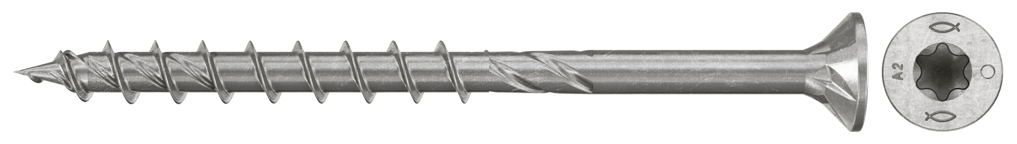 fischer Spanplattenschraube PowerFast FPF II CTP 6,0 x 90 A2 100, Senkkopf, Innenstern TX, Teilgewinde, Edelstahl A2