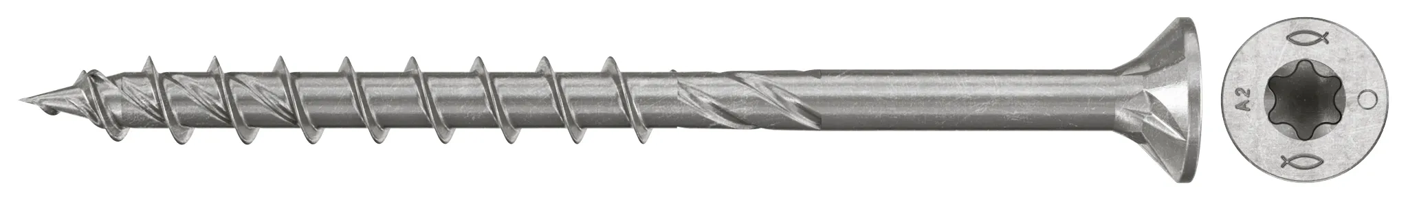 fischer Spanplattenschraube PowerFast FPF II CTP 6,0 x 50 A2 100, Senkkopf, Innenstern TX, Teilgewinde, Edelstahl A2