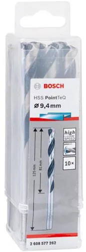 Bosch Metallspiralbohrer PointTeQ DIN388 Arbeits-L.81mm D.9,4mm Typ N 10St.