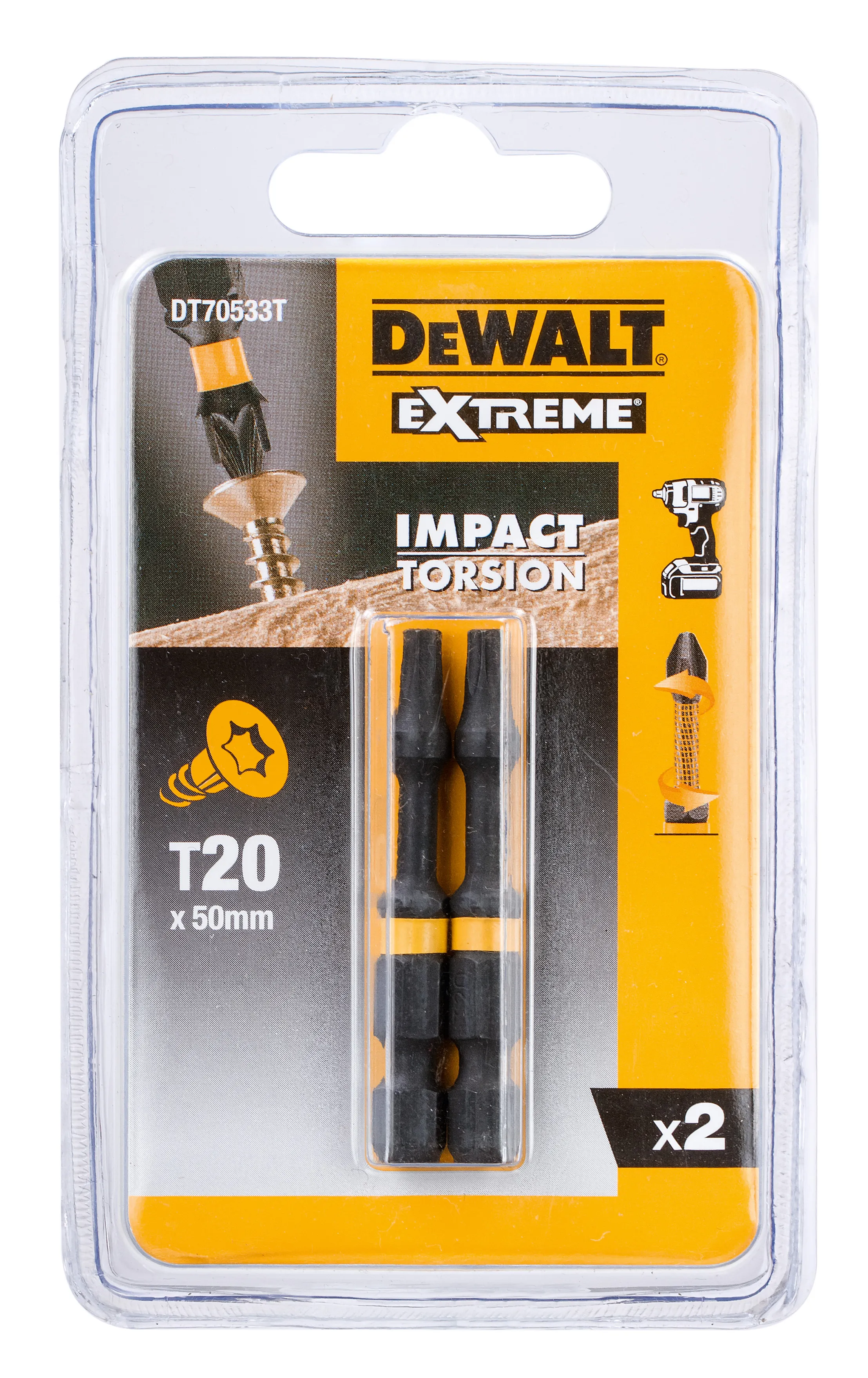 DEWALT DT70533T-QZ Torsion Bit schlagf. T20 50 mm 2 Stück