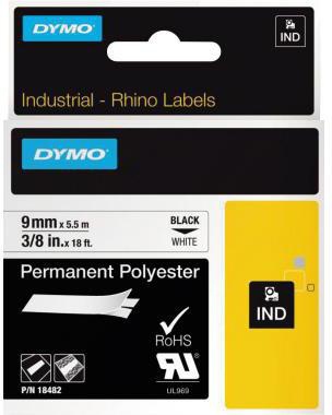 DYMO Schriftbandkassette Rhino ID1 18482 9mmx5,5m sw auf ws