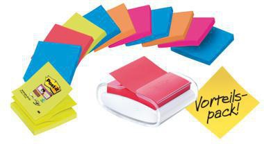 Post-it Haftnotizspender PRO-W12N ws +12xSuper Sticky Z-Notes sort.