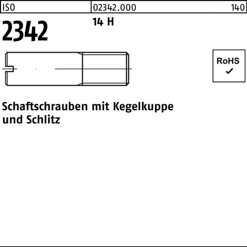 Schaftschraube ISO 2342 Kegelkuppe/Schlitz M6x 16 14 H 100 Stück