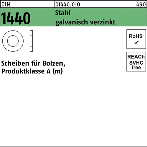 Scheibe DIN 1440 f.Bolzen 25x 40x 4 Stahl galv.verz. 200 Stück